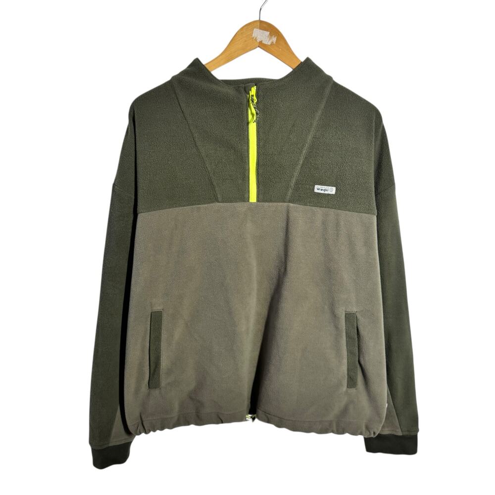 Wrangler ATG Fleece Sweater Men XL Green Quarter Zip Gorpcore Western Outdoor
